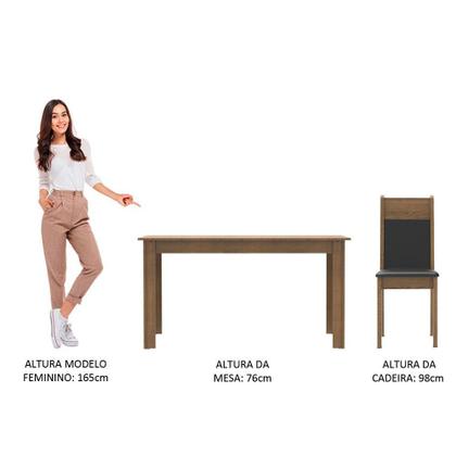 Imagem de Conjunto Sala de Jantar Madesa Medelin Mesa Tampo de Madeira com 6 Cadeiras - Rustic/Preto/SintPreto
