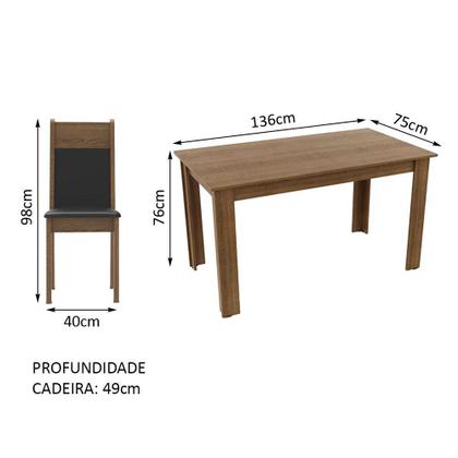 Imagem de Conjunto Sala de Jantar Madesa Medelin Mesa Tampo de Madeira com 6 Cadeiras - Rustic/Preto/SintPreto