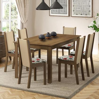 Imagem de Conjunto Sala de Jantar Madesa Mesa Tampo Madeira 6 Cadeiras