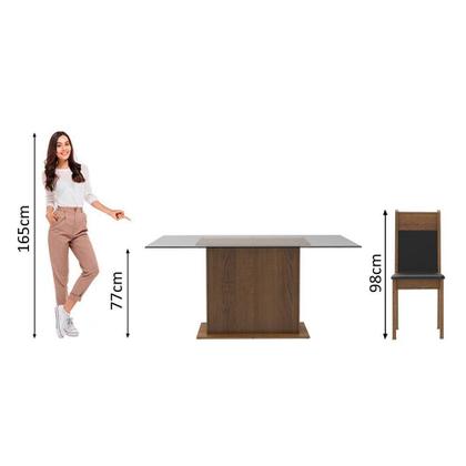 Imagem de Conjunto Sala de Jantar Madesa - Mesa Tampo Vidro 6 Cadeiras