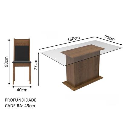 Imagem de Conjunto Sala de Jantar Madesa - Mesa Tampo Vidro 6 Cadeiras