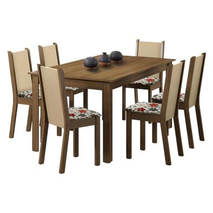 Imagem de Conjunto Sala de Jantar Madesa Miriam Mesa Tampo de Madeira com 6 Cadeiras