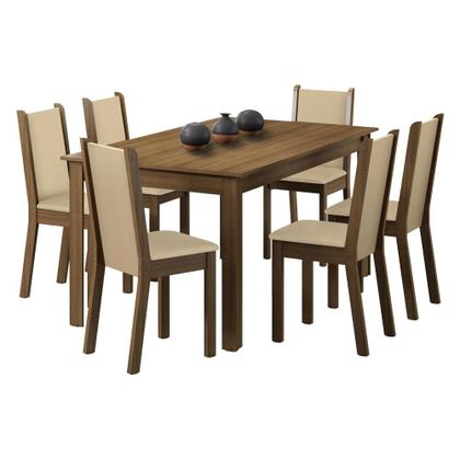 Conjunto Sala de Jantar Madesa Miriam Mesa Tampo de Madeira com 6 Cadeiras Imagem de Conjunto Sala de Jantar Madesa Miriam Mesa Tampo de Madeira com 6 Cadeiras