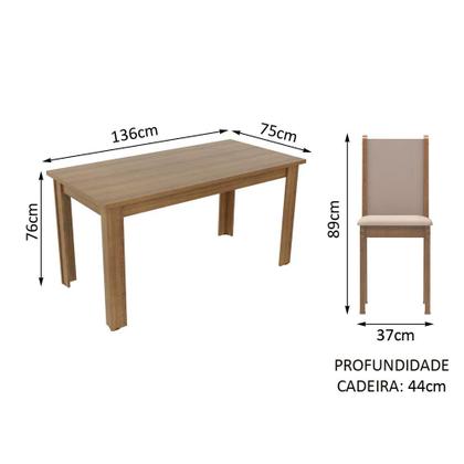 Conjunto Sala de Jantar Madesa Miriam Mesa Tampo de Madeira com 6 Cadeiras Imagem de Conjunto Sala de Jantar Madesa Miriam Mesa Tampo de Madeira com 6 Cadeiras