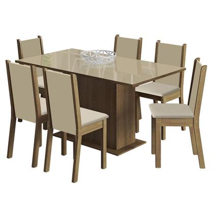 Conjunto Sala de Jantar Madesa Moscou Plus Mesa Tampo de Vidro com 6 Cadeiras Imagem de Conjunto Sala de Jantar Madesa Moscou Plus Mesa Tampo de Vidro com 6 Cadeiras