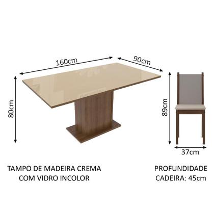 Conjunto Sala de Jantar Madesa Moscou Plus Mesa Tampo de Vidro com 6 Cadeiras Imagem de Conjunto Sala de Jantar Madesa Moscou Plus Mesa Tampo de Vidro com 6 Cadeiras