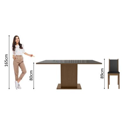 Imagem de Conjunto Sala de Jantar Madesa Moscou Plus Mesa Tampo de Vidro com 6 Cadeiras