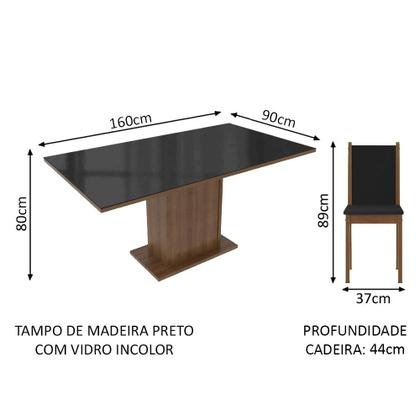Imagem de Conjunto Sala de Jantar Madesa Moscou Plus Mesa Tampo de Vidro com 6 Cadeiras