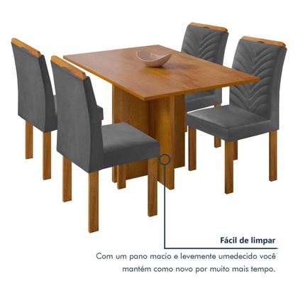 Imagem de Conjunto Sala de Jantar Mesa 100x79cm Tampo Dakota e 4 Cadeiras Carol