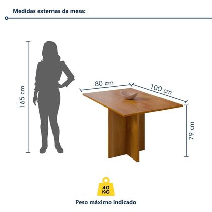 Imagem de Conjunto Sala de Jantar Mesa 100x79cm Tampo Dakota e 4 Cadeiras Carol