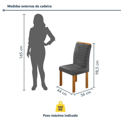 Imagem de Conjunto Sala de Jantar Mesa 100x79cm Tampo Dakota e 4 Cadeiras Carol