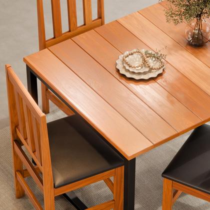 Imagem de Conjunto Sala De Jantar Mesa 120 Industrial Tampo Em Madeira Com 4 Cadeiras