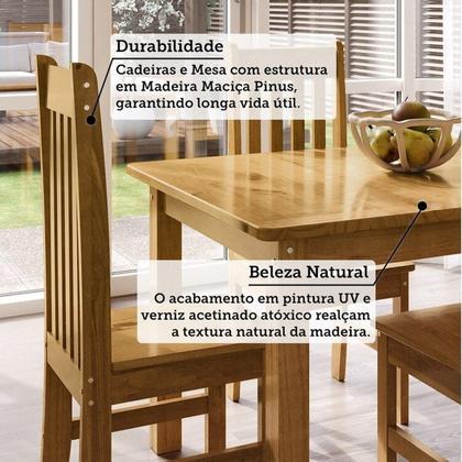 Imagem de Conjunto Sala de Jantar Mesa 120cm Retangular e 4 Cadeiras 100% Madeira Maciça Essen Espresso Móveis
