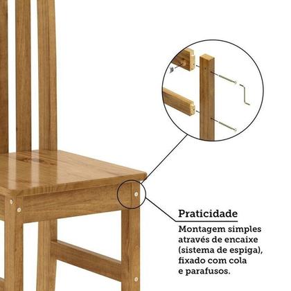 Imagem de Conjunto Sala de Jantar Mesa 120cm Retangular e 4 Cadeiras 100% Madeira Maciça Essen Espresso Móveis