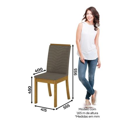 Imagem de Conjunto Sala de Jantar Mesa 120cm Tampo MDF Canto Reto com 4 Cadeiras Madely Espresso Móveis