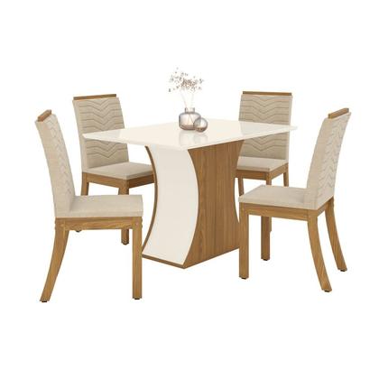 Imagem de Conjunto Sala de Jantar Mesa 120cm Tampo MDF Canto Reto com 4 Cadeiras Madely Espresso Móveis