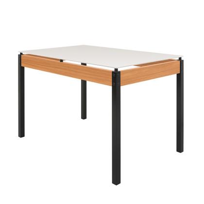 Imagem de Conjunto Sala de Jantar Mesa 120cm X 77cm Tampo Vidro com 4 Cadeiras Karina Preto Fosco / Bege