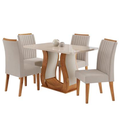 Imagem de Conjunto Sala de Jantar Mesa 120x80,7cm Tampo com Vidro 4 Cadeiras Inspirare