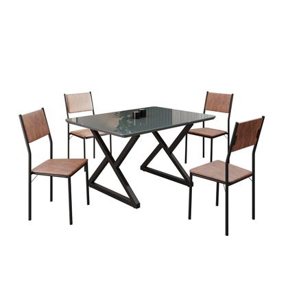 Imagem de Conjunto Sala de Jantar Mesa 120x90cm Base Império Tampo Mdf Laca com Vidro Florença