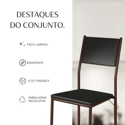 Imagem de Conjunto Sala de Jantar Mesa 120x90cm Base Império Tampo Mdf Laca com Vidro Florença