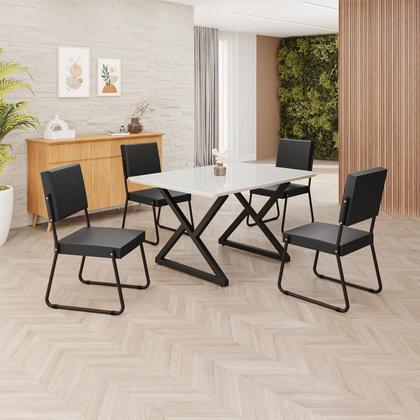 Imagem de Conjunto Sala de Jantar Mesa 120x90cm Base Império Tampo Mdf Laca com Vidro Napoli