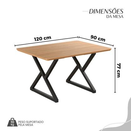 Imagem de Conjunto Sala de Jantar Mesa 120x90cm Base Império Tampo Mdf Napoli