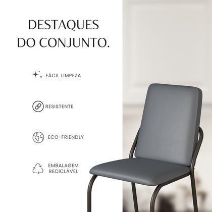 Imagem de Conjunto Sala de Jantar Mesa 120x90cm Base Lunna Tampo Mdf com Vidro Malibu