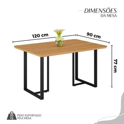 Imagem de Conjunto Sala de Jantar Mesa 120x90cm Base Lunna Tampo Mdf Florença