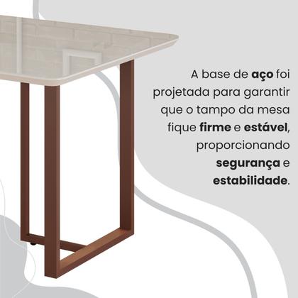 Imagem de Conjunto Sala de Jantar Mesa 120x90cm Base Lunna Tampo Mdf Laca com Vidro Florença