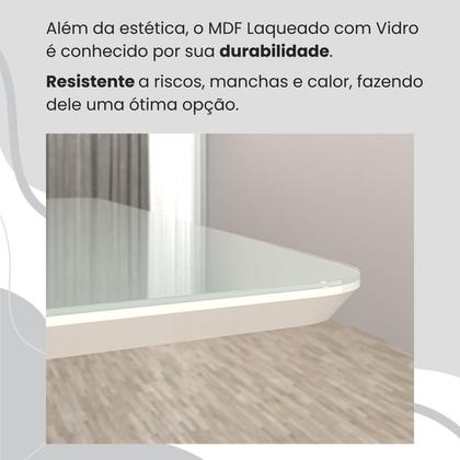 Imagem de Conjunto Sala de Jantar Mesa 120x90cm Base Lunna Tampo Mdf Laca com Vidro Florença