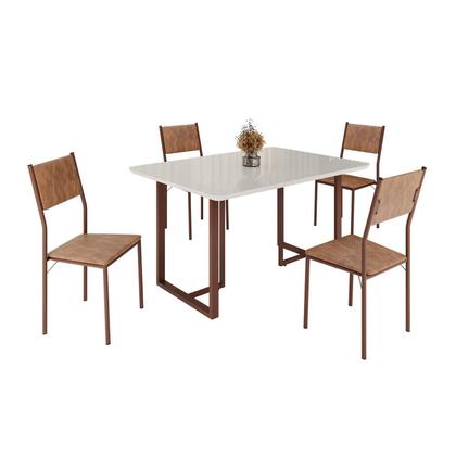 Imagem de Conjunto Sala de Jantar Mesa 120x90cm Base Lunna Tampo Mdf Laca com Vidro Florença