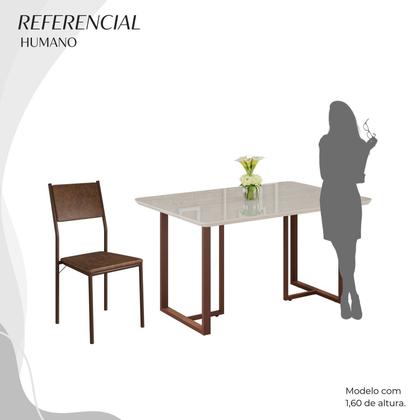 Imagem de Conjunto Sala de Jantar Mesa 120x90cm Base Lunna Tampo Mdf Laca com Vidro Florença