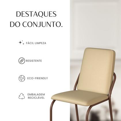 Imagem de Conjunto Sala de Jantar Mesa 120x90cm Base Lunna Tampo Mdf Laca com Vidro Malibu