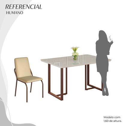 Imagem de Conjunto Sala de Jantar Mesa 120x90cm Base Lunna Tampo Mdf Laca com Vidro Malibu