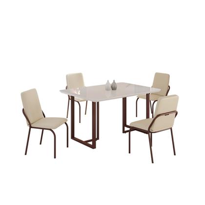 Imagem de Conjunto Sala de Jantar Mesa 120x90cm Base Lunna Tampo Mdf Laca com Vidro Malibu