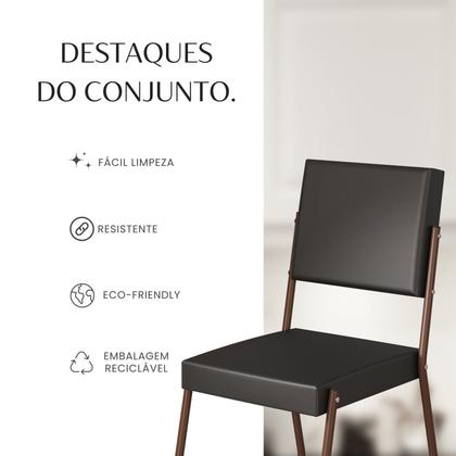 Imagem de Conjunto Sala de Jantar Mesa 120x90cm Base Lunna Tampo Mdf Laca com Vidro Napoli