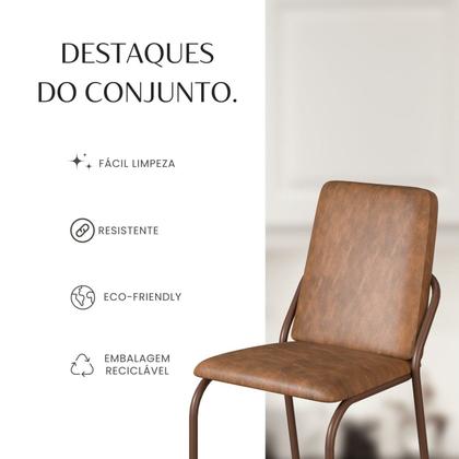 Imagem de Conjunto Sala de Jantar Mesa 120x90cm Base Lunna Tampo Mdf Malibu