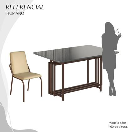 Imagem de Conjunto Sala de Jantar Mesa 120x90cm Base Pérola Tampo Mdf com Vidro Malibu