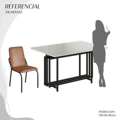 Imagem de Conjunto Sala de Jantar Mesa 120x90cm Base Pérola Tampo Mdf com Vidro Malibu