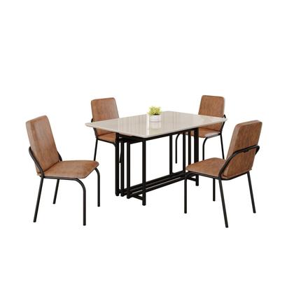 Imagem de Conjunto Sala de Jantar Mesa 120x90cm Base Pérola Tampo Mdf com Vidro Malibu