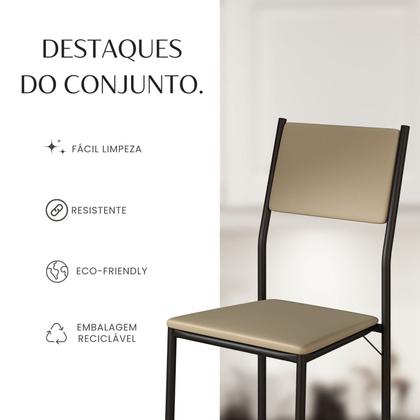 Imagem de Conjunto Sala de Jantar Mesa 120x90cm Base Pérola Tampo Mdf Florença