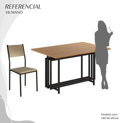 Imagem de Conjunto Sala de Jantar Mesa 120x90cm Base Pérola Tampo Mdf Florença