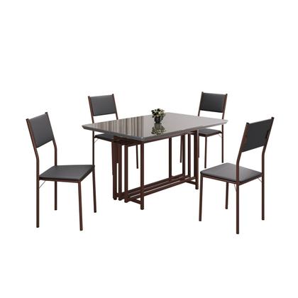 Imagem de Conjunto Sala de Jantar Mesa 120x90cm Base Pérola Tampo Mdf Laca com Vidro Florença