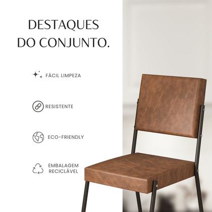 Imagem de Conjunto Sala de Jantar Mesa 120x90cm Base Pérola Tampo Mdf Laca com Vidro Napoli Marrom/Preto