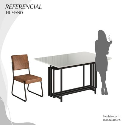 Imagem de Conjunto Sala de Jantar Mesa 120x90cm Base Pérola Tampo Mdf Laca com Vidro Napoli