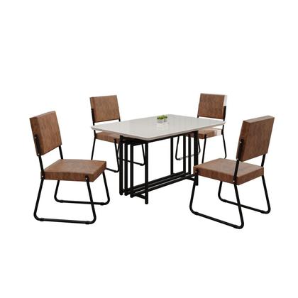 Imagem de Conjunto Sala de Jantar Mesa 120x90cm Base Pérola Tampo Mdf Laca com Vidro Napoli