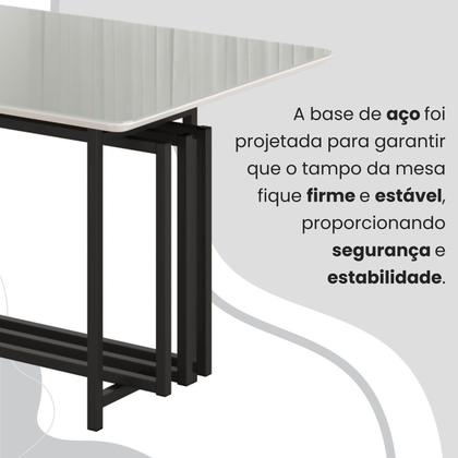 Imagem de Conjunto Sala de Jantar Mesa 120x90cm Base Pérola Tampo Mdf Laca com Vidro Napoli