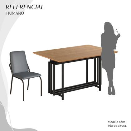 Imagem de Conjunto Sala de Jantar Mesa 120x90cm Base Pérola Tampo Mdf Malibu