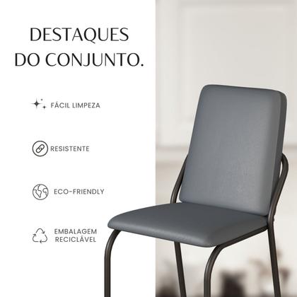 Imagem de Conjunto Sala de Jantar Mesa 120x90cm Base Pérola Tampo Mdf Malibu