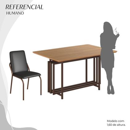 Imagem de Conjunto Sala de Jantar Mesa 120x90cm Base Pérola Tampo Mdf Malibu